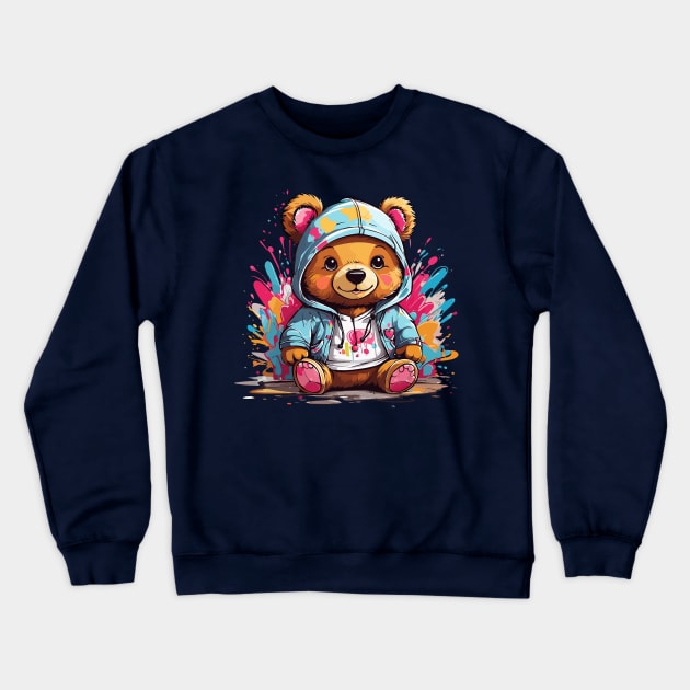 Cute Baby Bear Chibi Style Color Splash Design Crewneck Sweatshirt by TF Brands